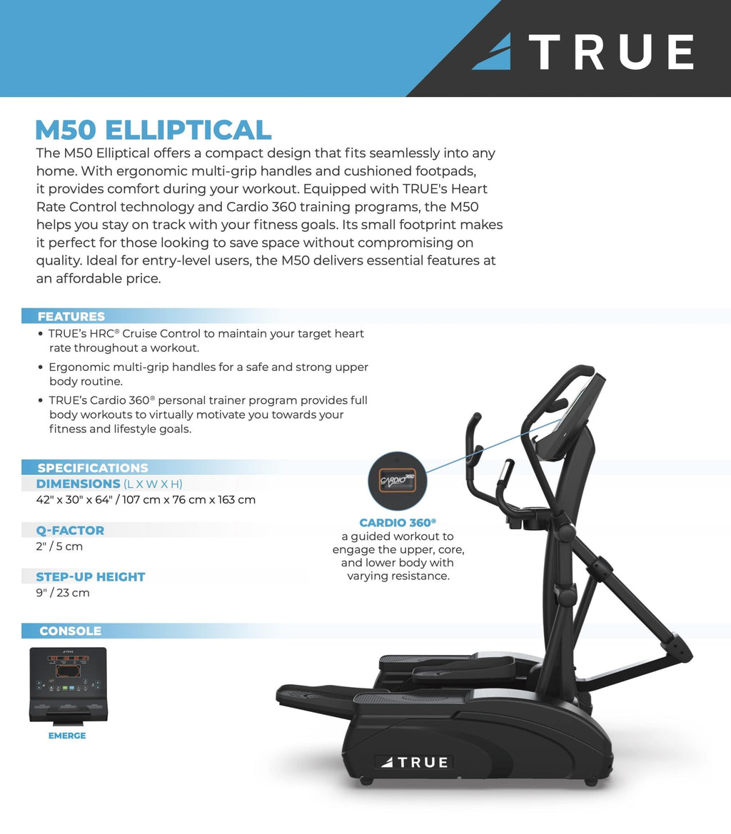 TRUE Fitness M50 Elliptical Trainer *New*